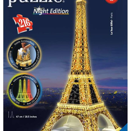 The Eiffel Tower 3D Puzzle Night Edition with Ravensburger Lights