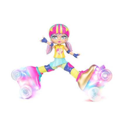 Rock n Rollerskate Lalka Riley z łyżwami i światłami Lalka zdalnie sterowana z rolkami