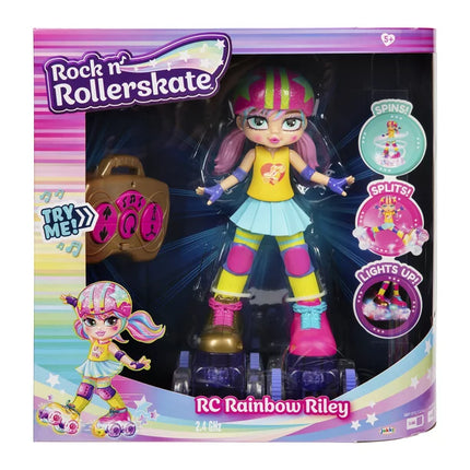 Rock n Rollerskate Lalka Riley z łyżwami i światłami Lalka zdalnie sterowana z rolkami